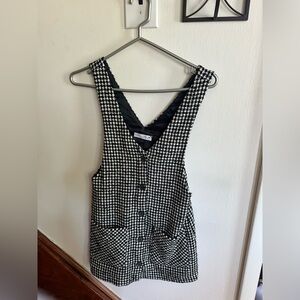 Zara Girls Black and White Gingham Pinafore Dress Size 11-12